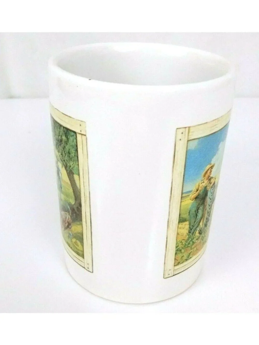 Vintage John Deere Tractor Boy & Dad On Tractor & Fishing Moline, IL. Coffee Cup